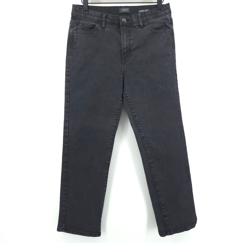 Curve Appeal Comfort Waist Stretch High-Rise Straight Womens Jeans 8/29 Black